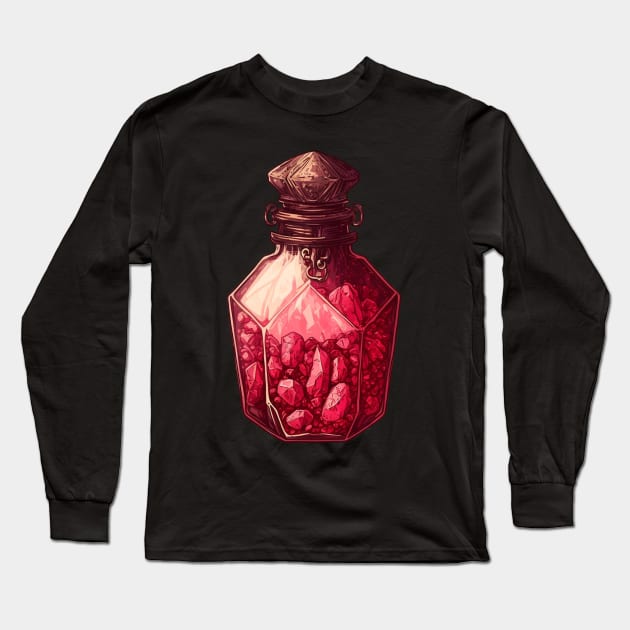 Ruby Crystals Bottle Long Sleeve T-Shirt by UnrealArtDude